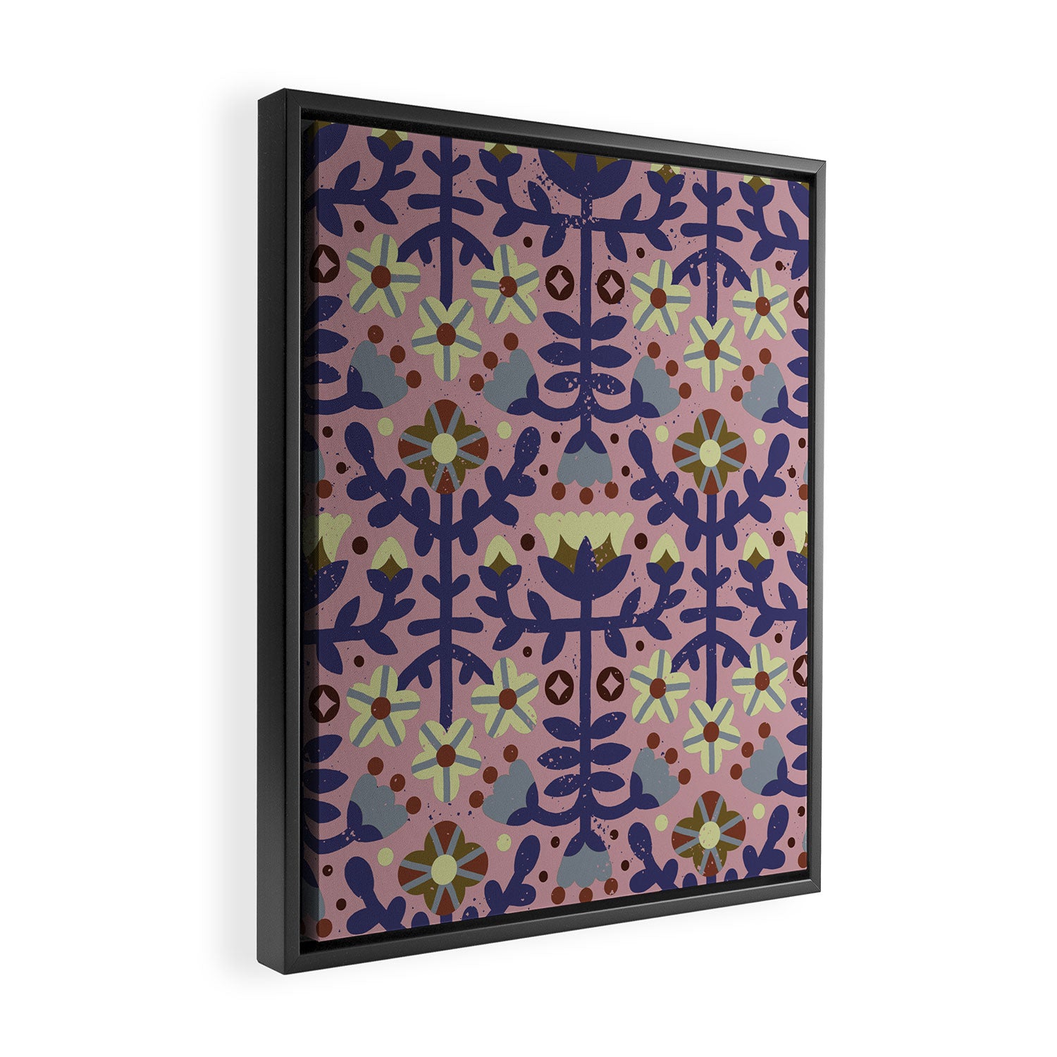 Playful Folk Floral Framed Canvas Print Gallery Image 2