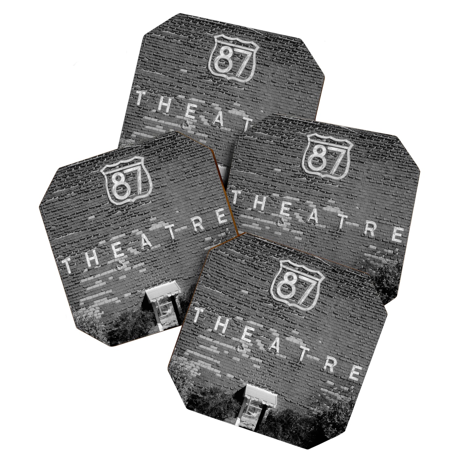 Drive in Movie Theater Black and White Coaster Gallery Image 1