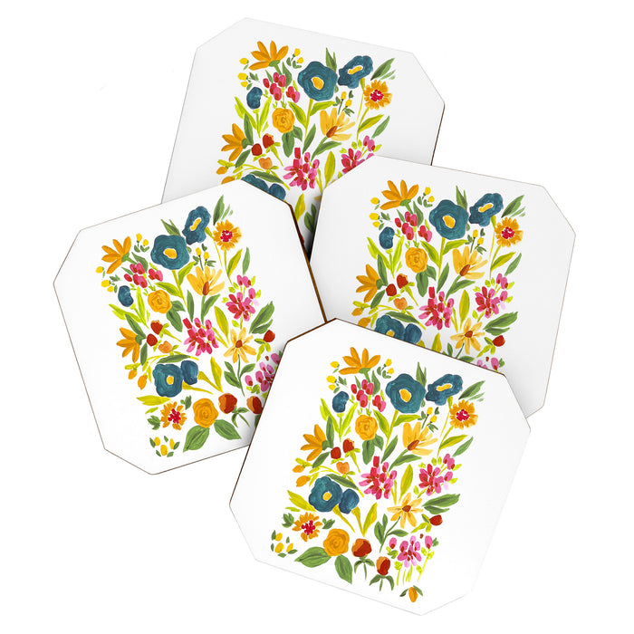 Artsy colorful wildflowers Coaster Gallery Image 1