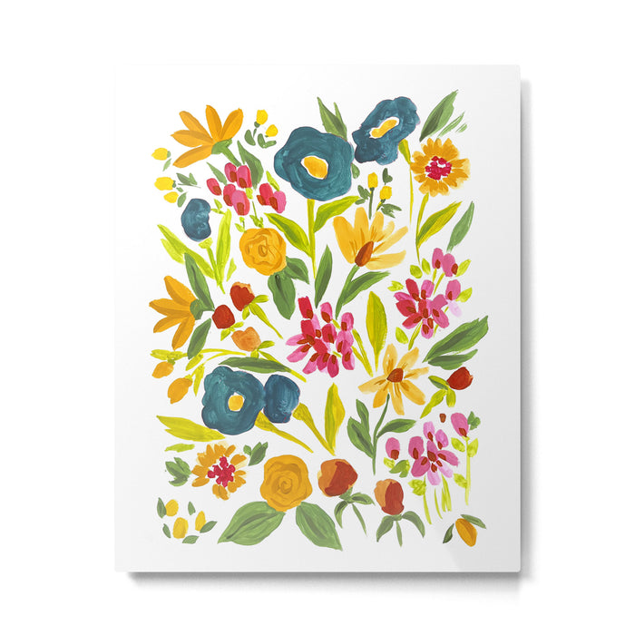 Artsy colorful wildflowers Metal Print Gallery Image 1