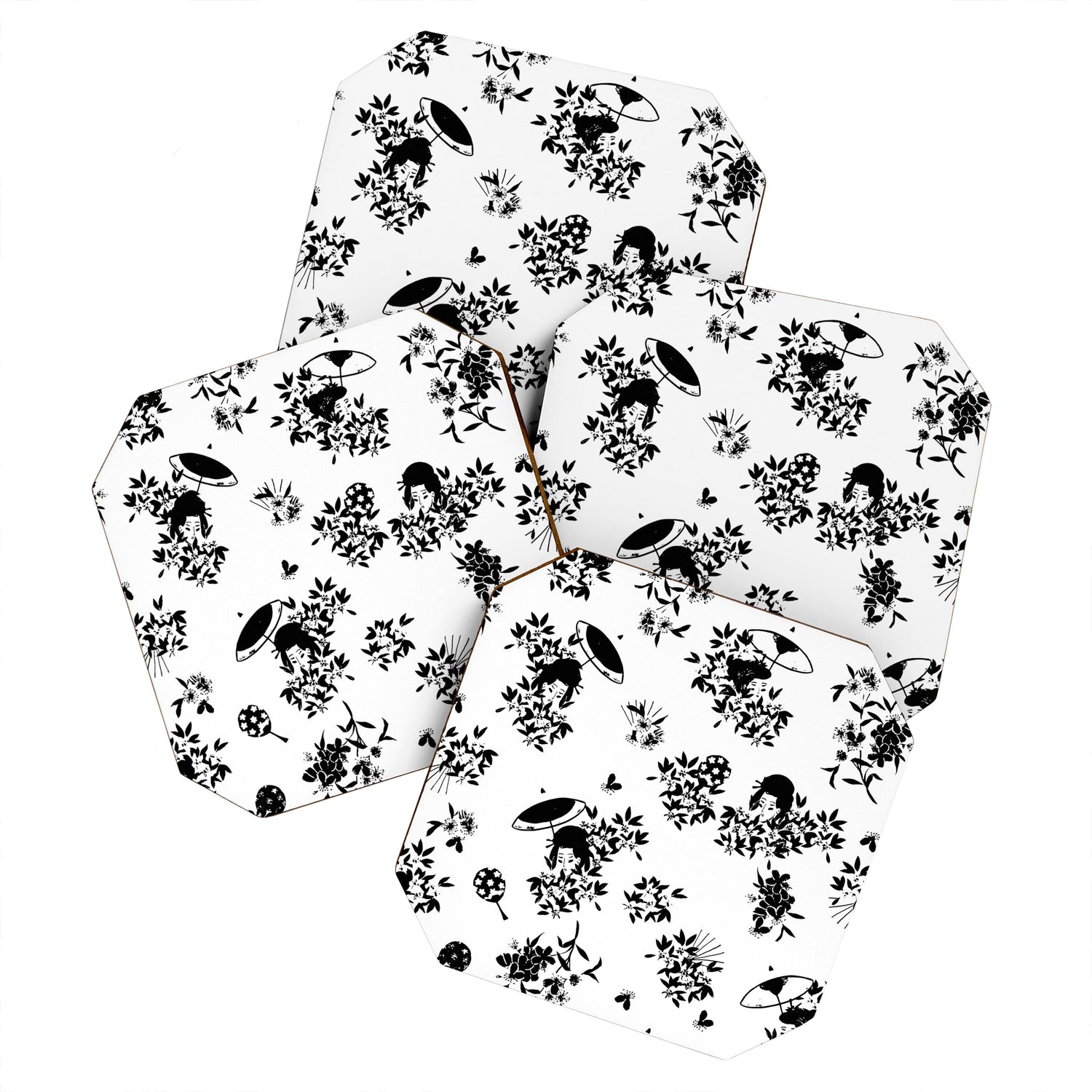 Black and white oriental pattern Coaster Gallery Image 1