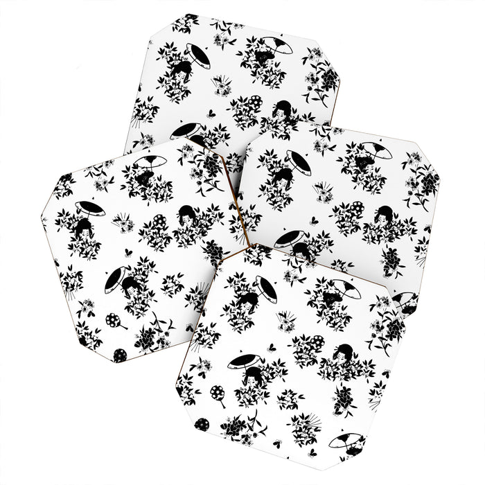 Black and white oriental pattern Coaster Gallery Image 1