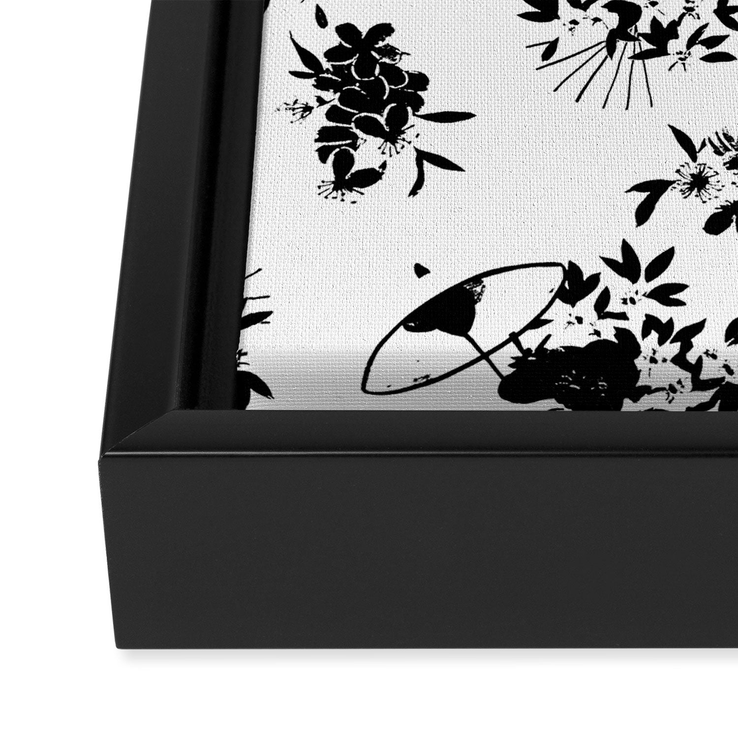 Black and white oriental pattern Framed Canvas Print Gallery Image 3