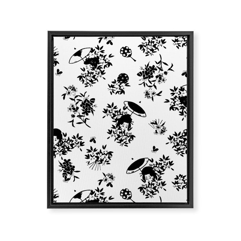 Black and white oriental pattern Framed Canvas Print Gallery Image 8