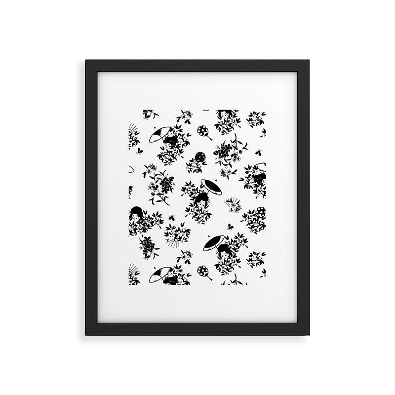 Black and white oriental pattern Framed Art Print Gallery Image 6
