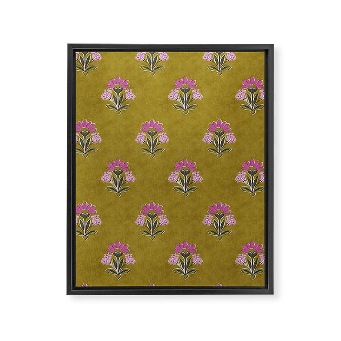 Block pink floral  Framed Canvas Print Gallery Image 1