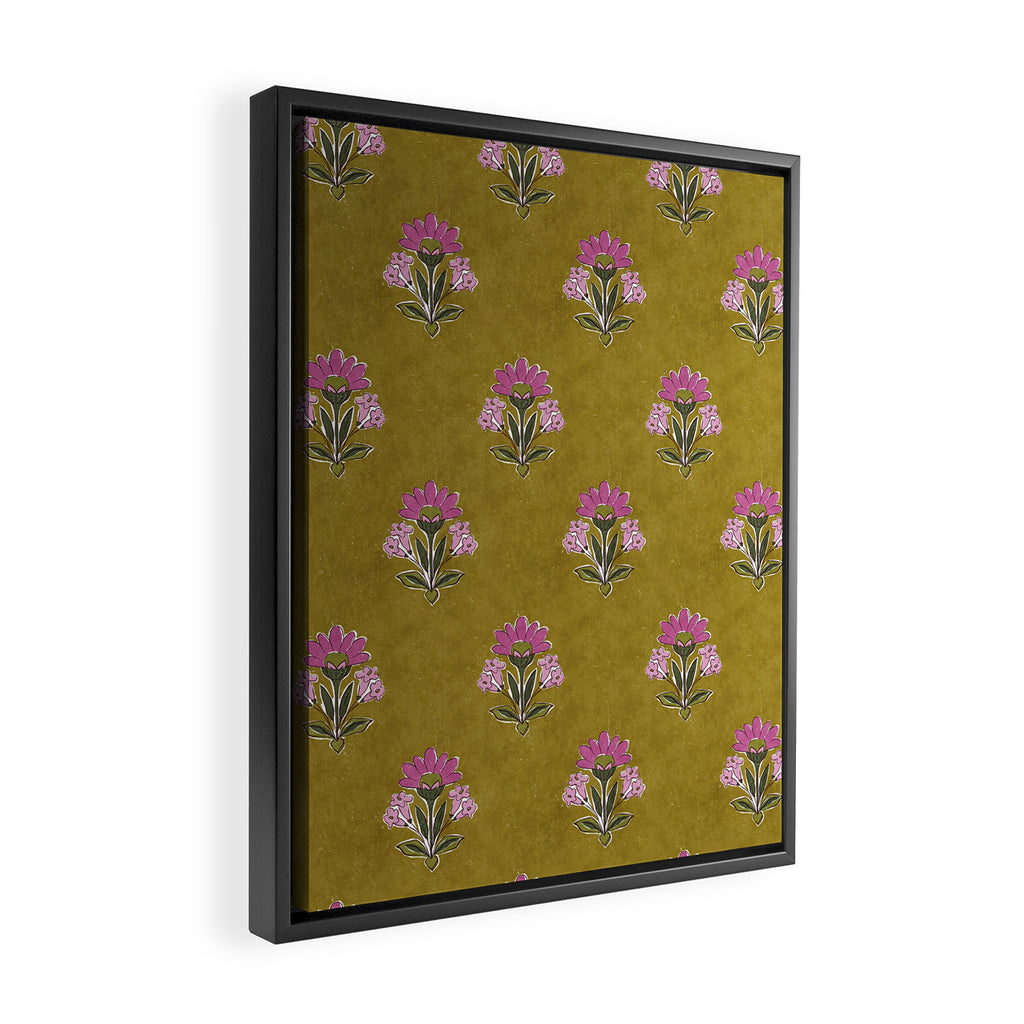 Block pink floral  Framed Canvas Print Gallery Image 2