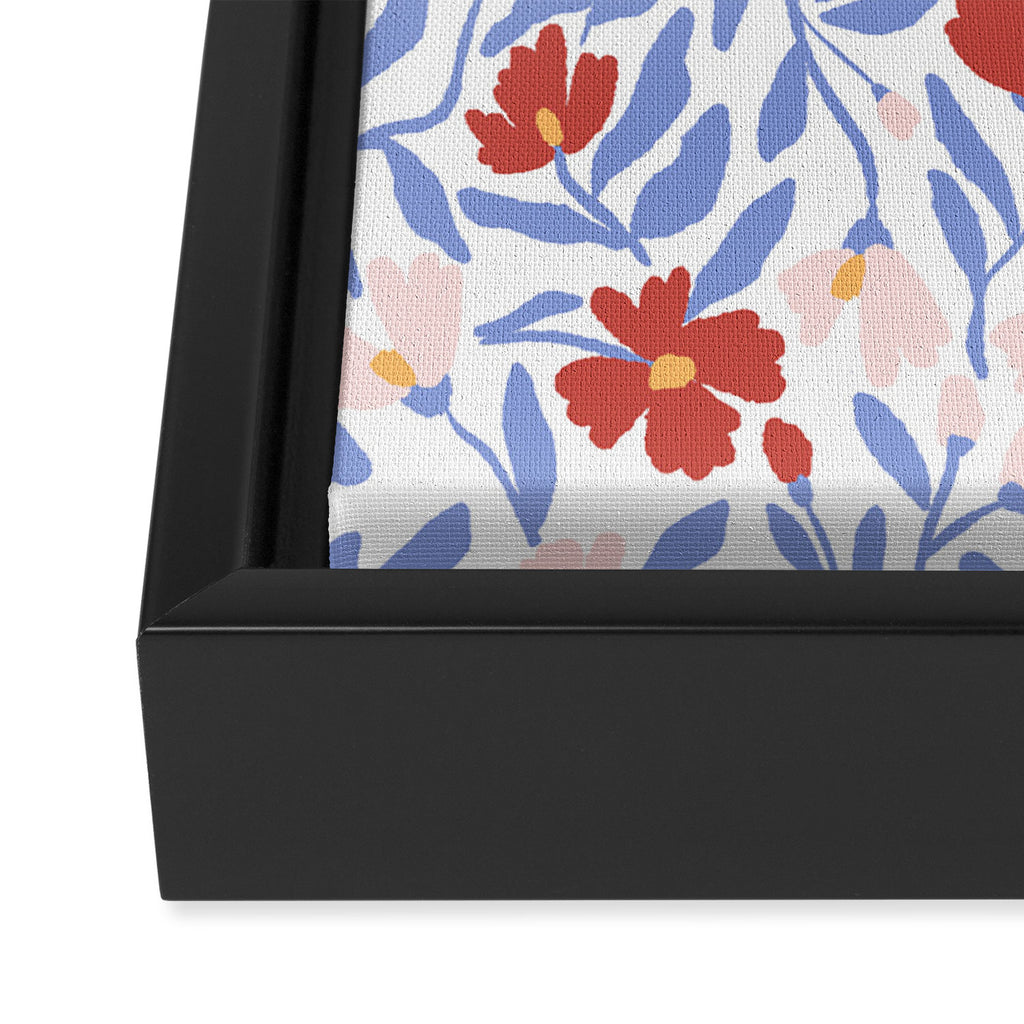 Blue and Orange vibrant bold flowers Framed Canvas Print Gallery Image 3