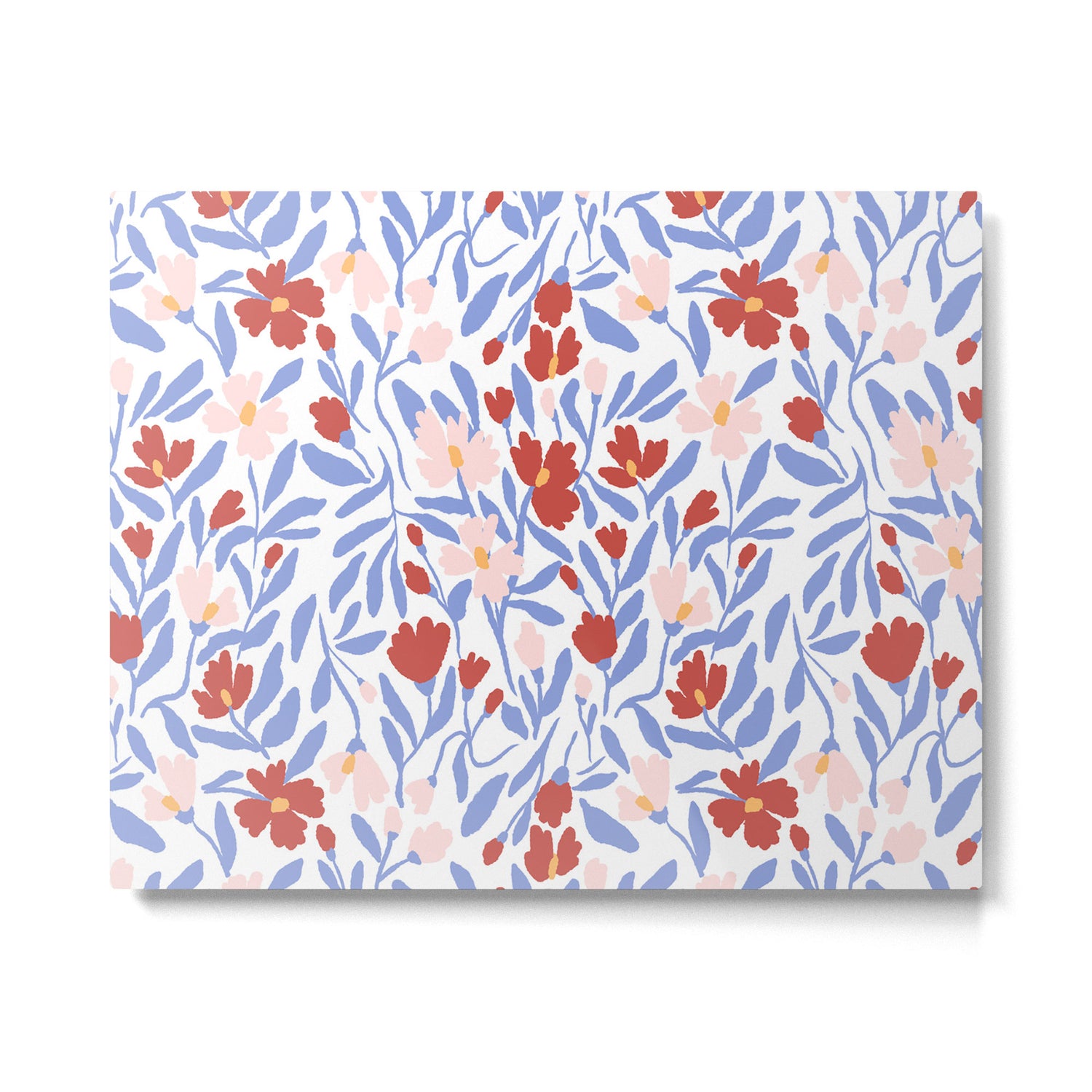 Blue and Orange vibrant bold flowers Metal Print Gallery Image 6