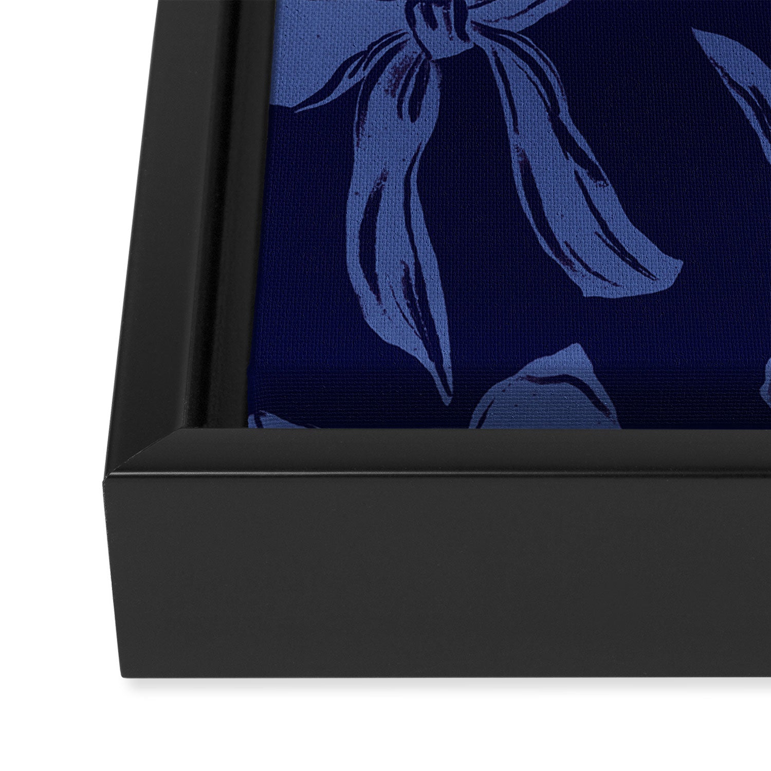 Blue bow pattern with dark background Framed Canvas Print Gallery Image 3