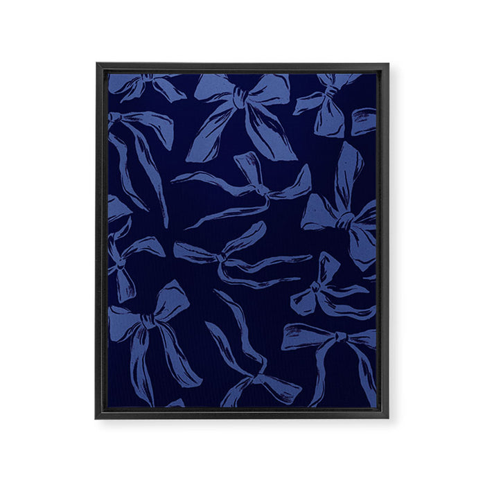 Blue bow pattern with dark background Framed Canvas Print Gallery Image 1
