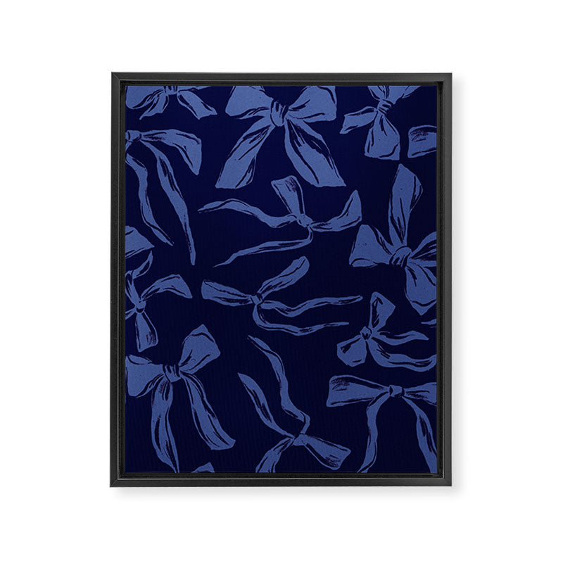 Blue bow pattern with dark background Framed Canvas Print Gallery Image 8