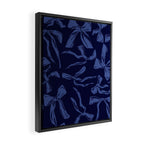 Blue bow pattern with dark background Framed Canvas Print Gallery Image 2