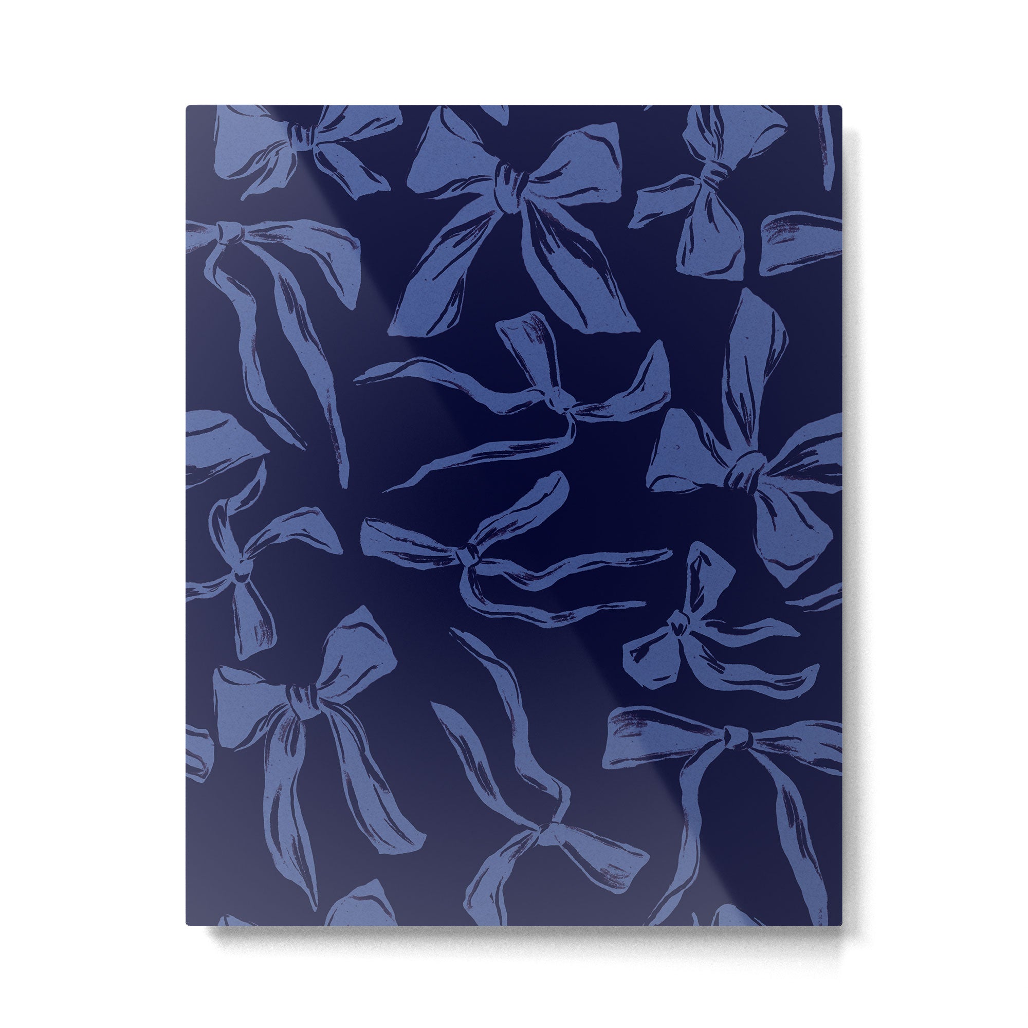 Blue bow pattern with dark background Metal Print Gallery Image 6