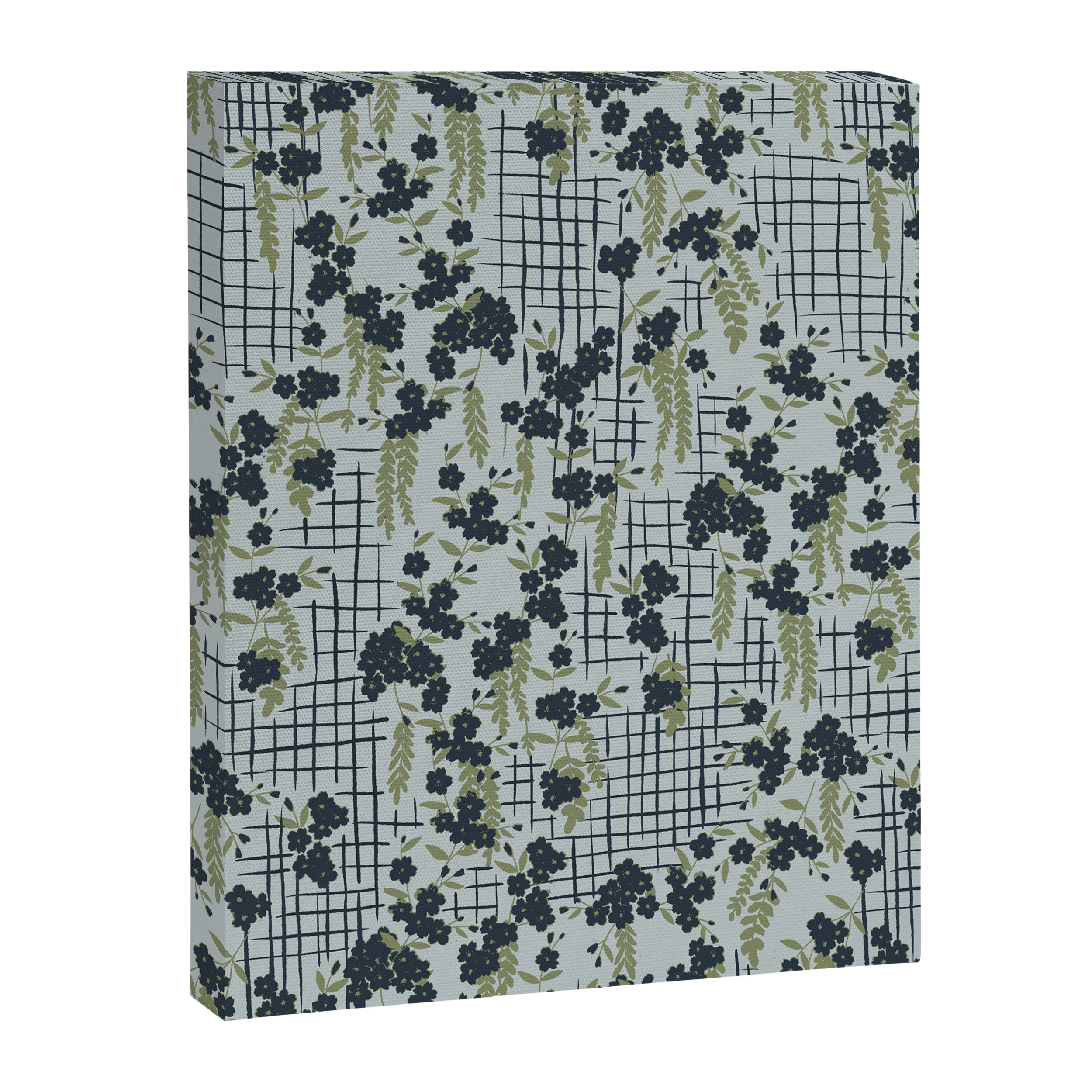 Blue floral with checks Canvas Print Gallery Image 6