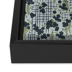 Blue floral with checks Framed Canvas Print Gallery Image 3