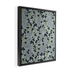 Blue floral with checks Framed Canvas Print Gallery Image 2