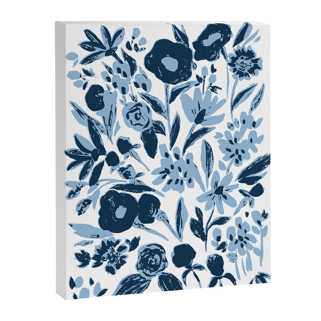 Blue monochrome artsy wildflowers Canvas Print Gallery Image 6