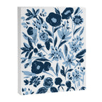 Blue monochrome artsy wildflowers Canvas Print Gallery Image 6