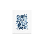 Blue monochrome artsy wildflowers Art Print Gallery Image 1