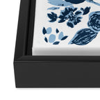 Blue monochrome artsy wildflowers Framed Canvas Print Gallery Image 3