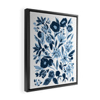 Blue monochrome artsy wildflowers Framed Canvas Print Gallery Image 2
