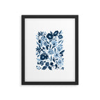 Blue monochrome artsy wildflowers Framed Art Print Gallery Image 5