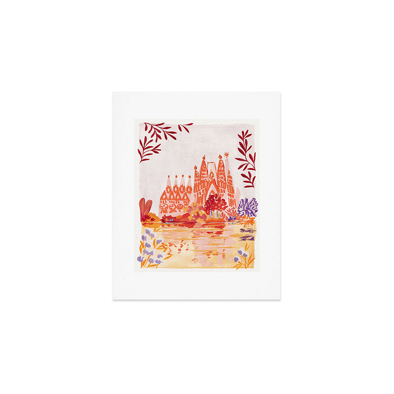 Botanical Sagrada Familia Art Print