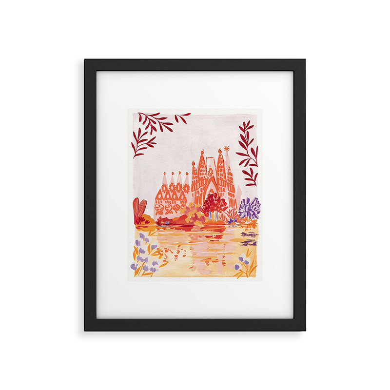 Botanical Sagrada Familia Framed Art Print