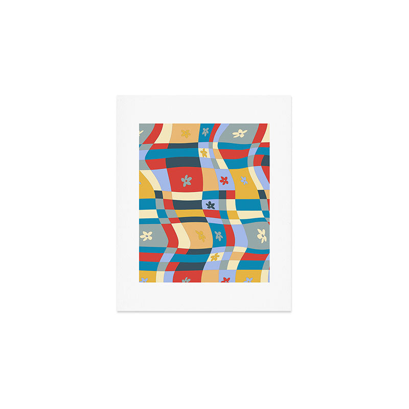 Colorful wavy checkerboard Art Print Gallery Image 1