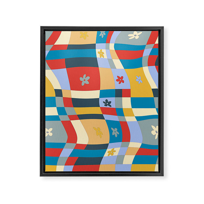 Colorful wavy checkerboard Framed Canvas Print Gallery Image 8