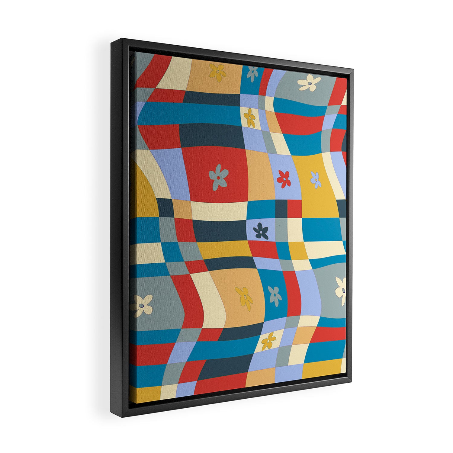 Colorful wavy checkerboard Framed Canvas Print Gallery Image 2
