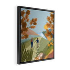 Couple Hiking Through colorful landscape Framed Canvas Print Gallery Image 2