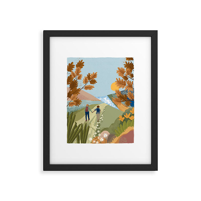 Couple Hiking Through colorful landscape Framed Art Print Gallery Image 5