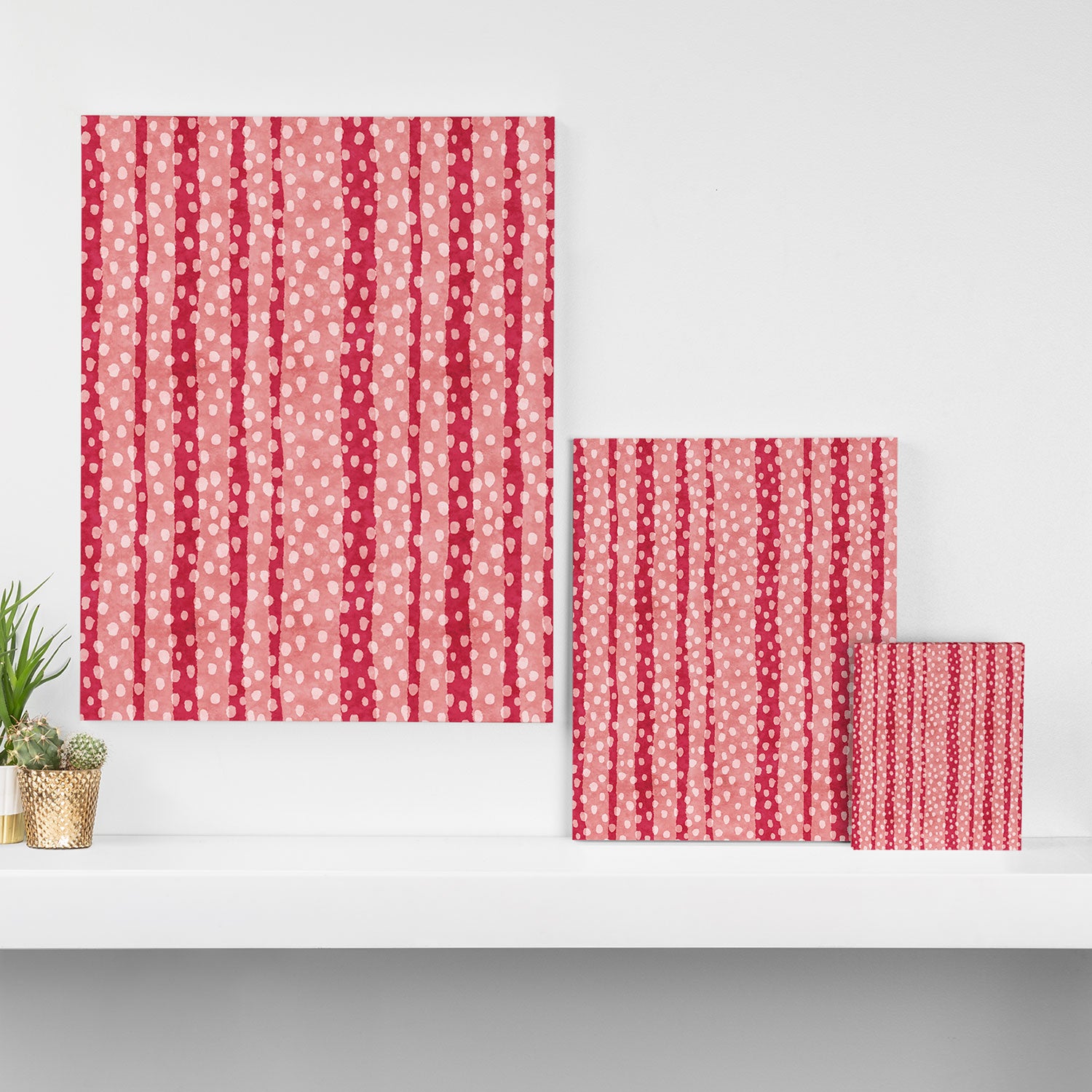 Dotted stripes - Red & pink Canvas Print Gallery Image 3