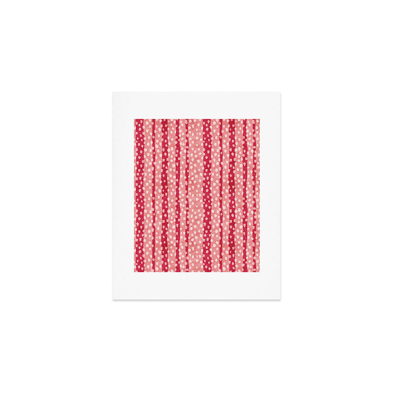 Dotted stripes - Red & pink Art Print Gallery Image 1