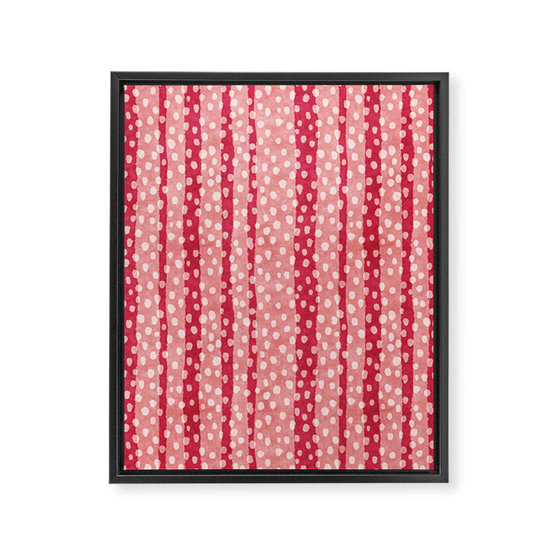 Dotted stripes - Red & pink Framed Canvas Print Gallery Image 3