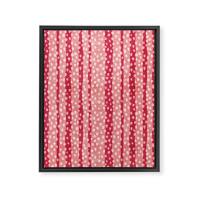 Dotted stripes - Red & pink Framed Canvas Print Gallery Image 1