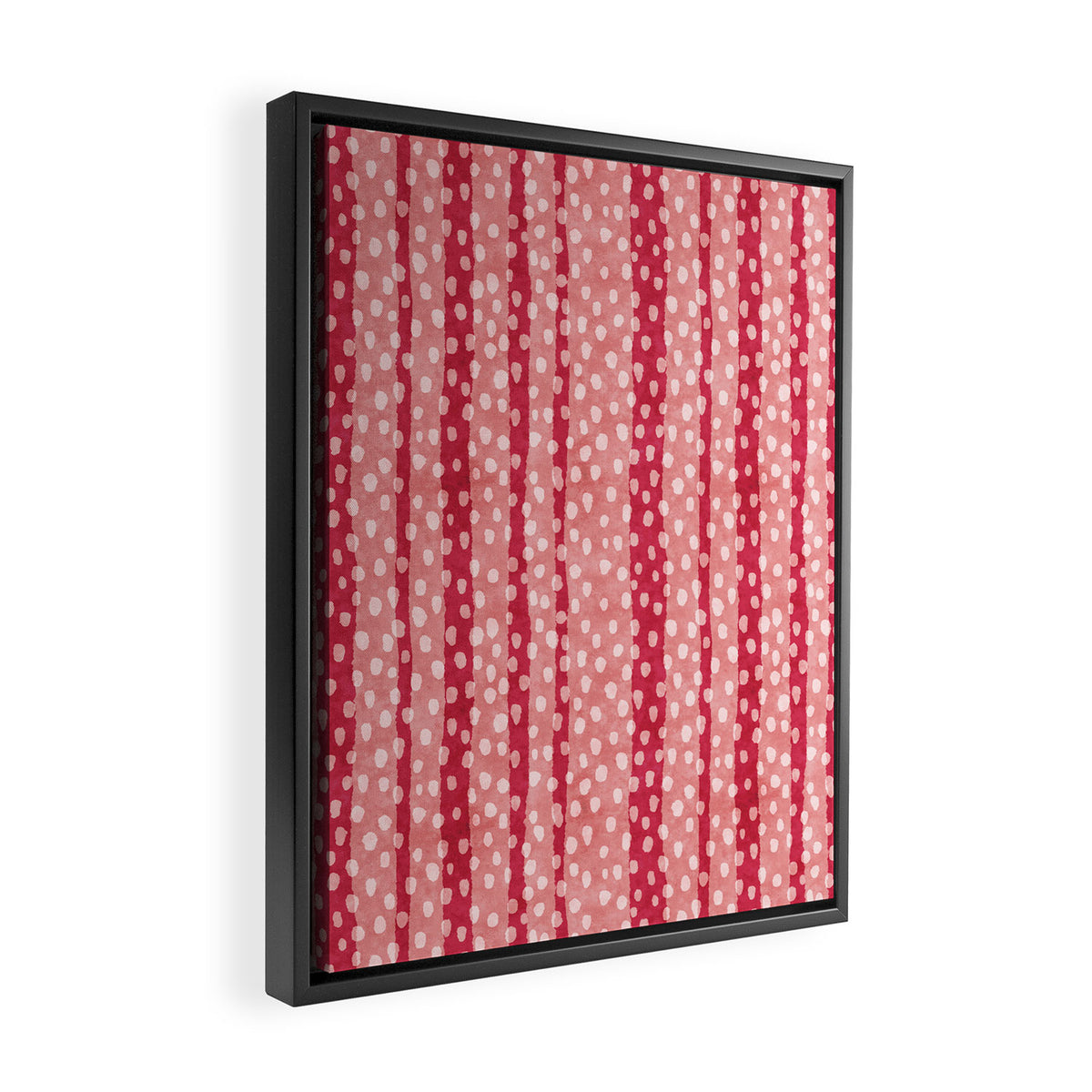 Dotted stripes - Red & pink Framed Canvas Print Gallery Image 2