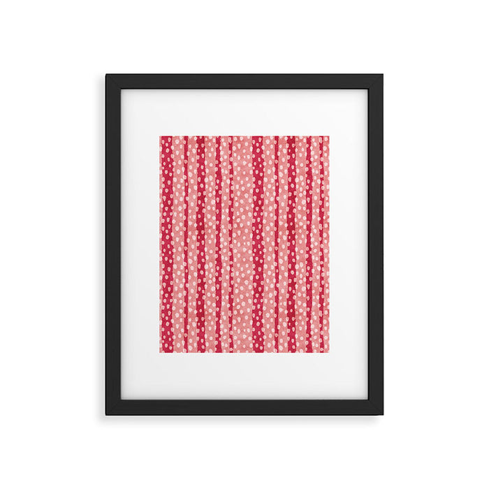 Dotted stripes - Red & pink Framed Art Print Gallery Image 1