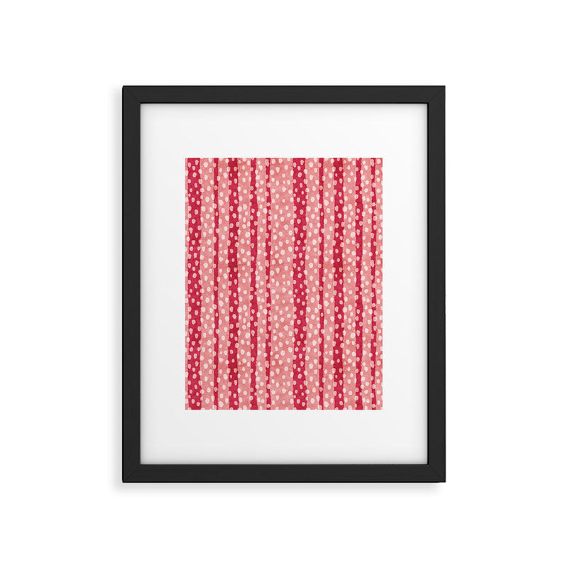 Dotted stripes - Red & pink Framed Art Print Gallery Image 6