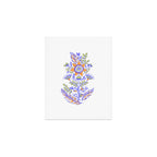 Folk Floral Blue Green Orange Art Print Gallery Image 1