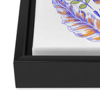Folk Floral Blue Green Orange Framed Canvas Print Gallery Image 3