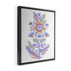 Folk Floral Blue Green Orange Framed Canvas Print Gallery Image 2