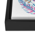 Folk Floral - Cyan, pink and yellow Framed Canvas Print Gallery Image 3