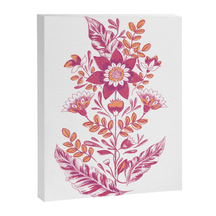 Folk Floral Pink Canvas Print Gallery Image 1