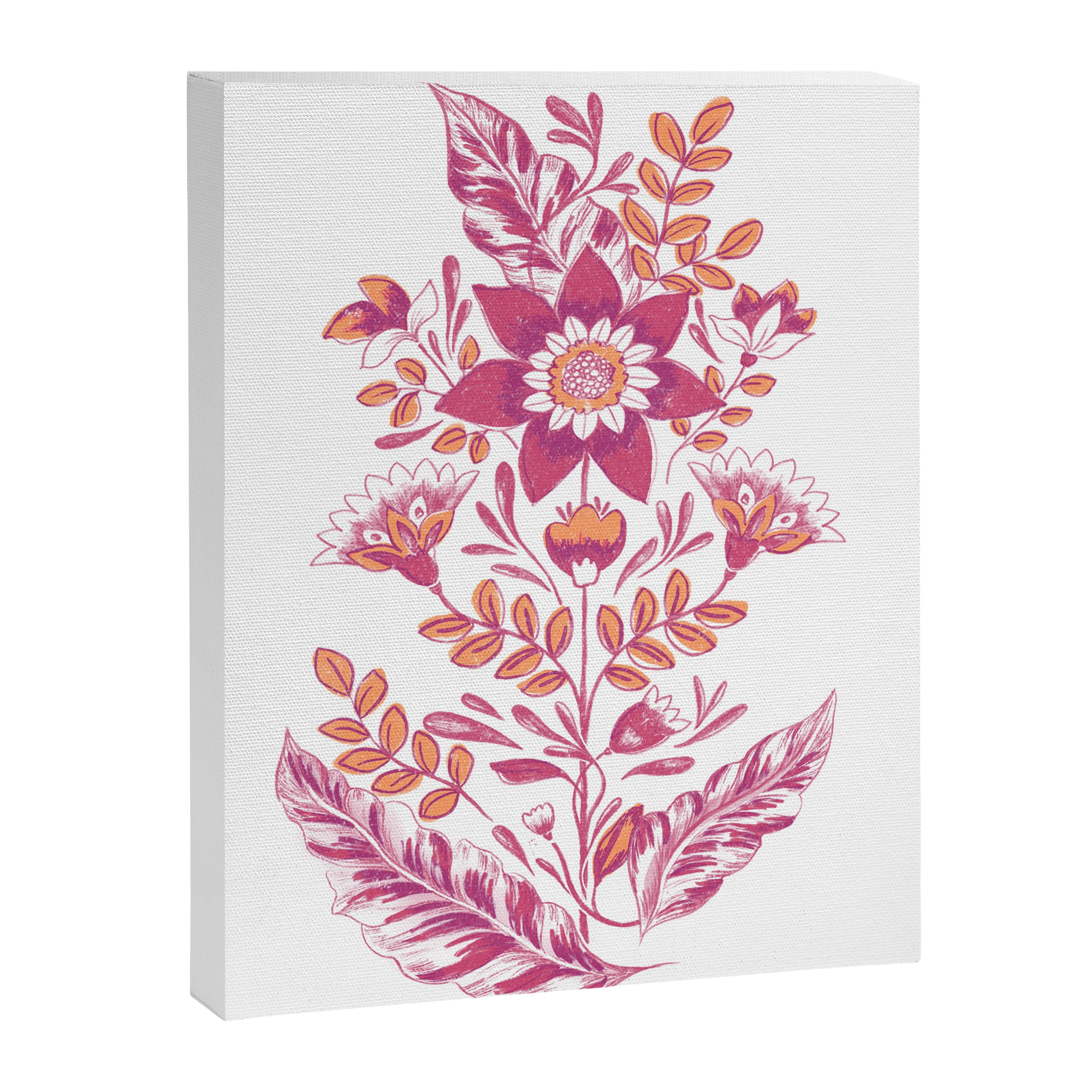 Folk Floral Pink Canvas Print Gallery Image 6