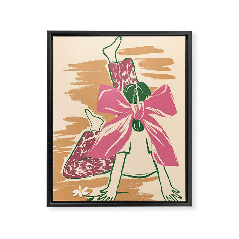 Girl With A Pink Bow Framed Canvas Print Gallery Image 6