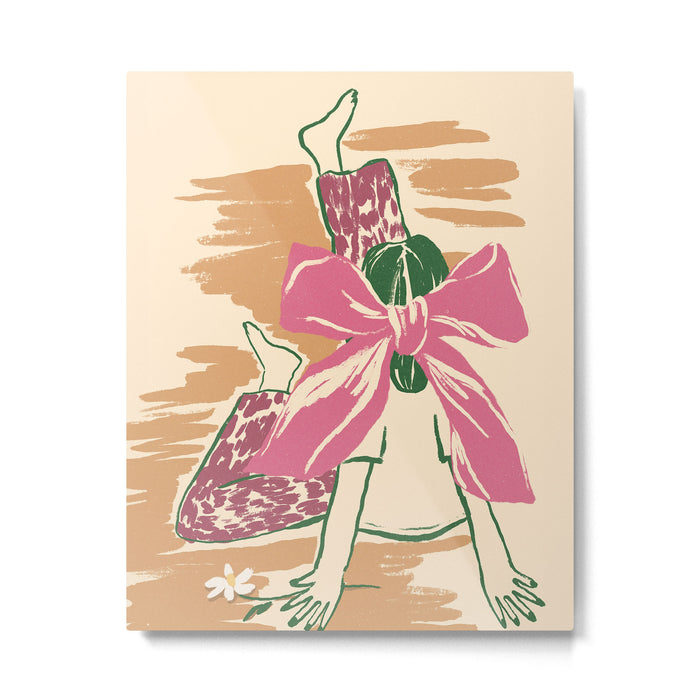 Girl With A Pink Bow Metal Print Gallery Image 1