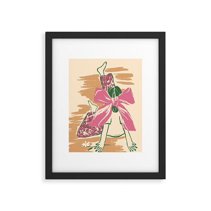 Girl With A Pink Bow Framed Art Print Gallery Image 1